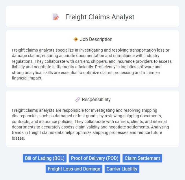 Freight Claims Analyst Job Description and Career Detail
