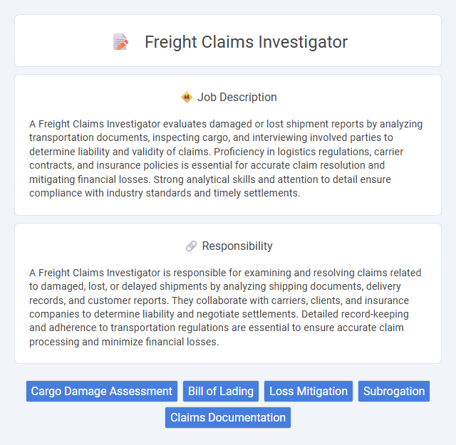 Freight Claims Investigator Job Description and Career Detail