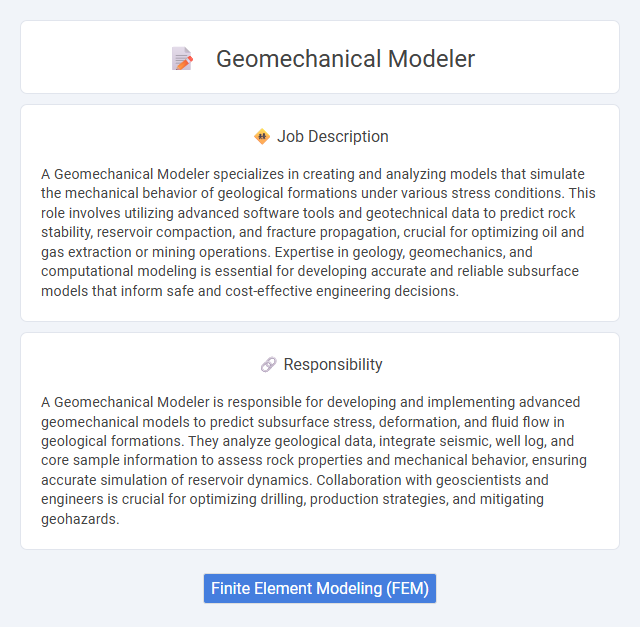 Geomechanical Modeler Job Description and Career Detail