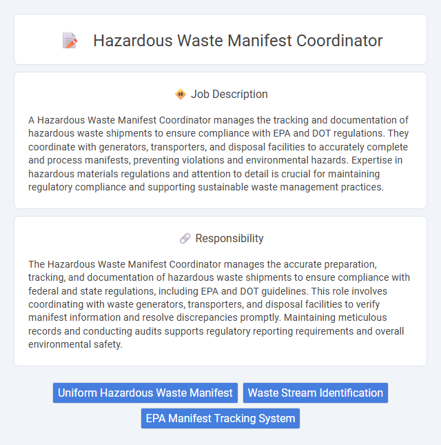 Hazardous Waste Manifest Coordinator Job Description and Career Detail