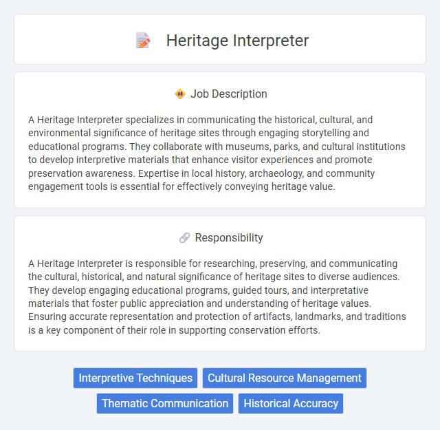 Heritage Interpreter Job Description and Career Detail