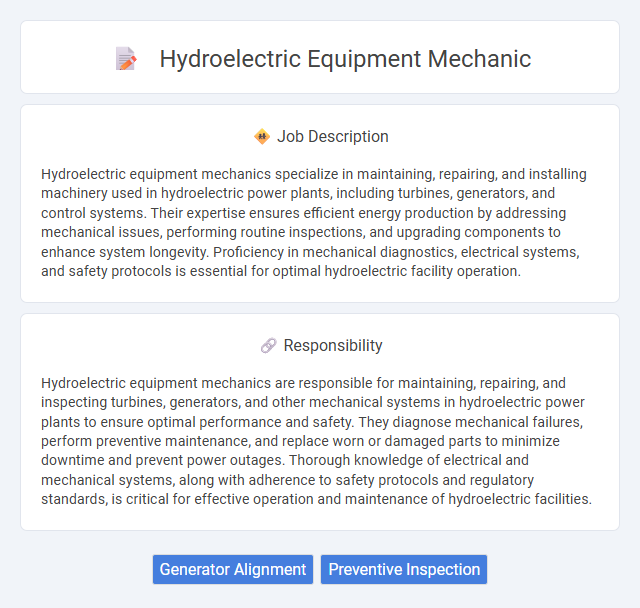 Hydroelectric Equipment Mechanic Job Description and Career Detail