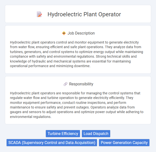 Hydroelectric Plant Operator Job Description and Career Detail