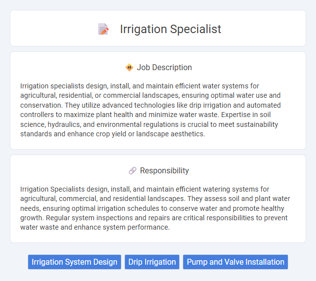 Irrigation Specialist Job Description and Career Detail