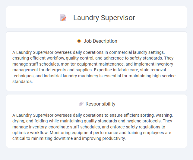 Laundry Supervisor Job Description and Career Detail