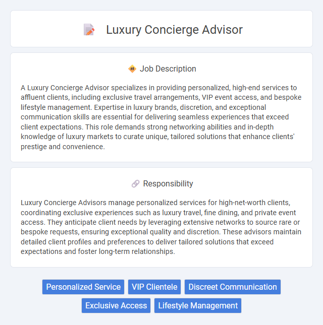 Luxury Concierge Advisor Job Description and Career Detail