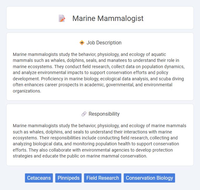 Marine Mammalogist Job Description and Career Detail