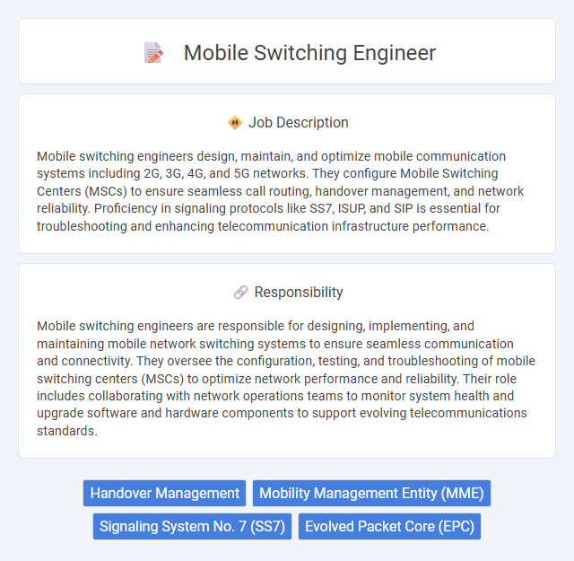 Mobile Switching Engineer Job Description and Career Detail