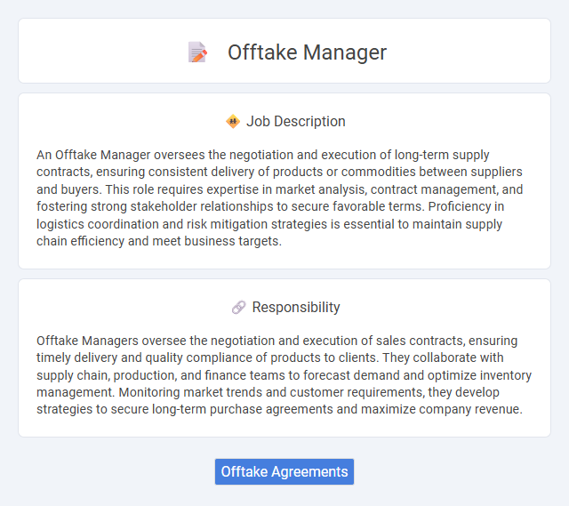 Offtake Manager Job Description and Career Detail