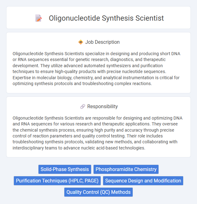 Oligonucleotide Synthesis Scientist Job Description and Career Detail