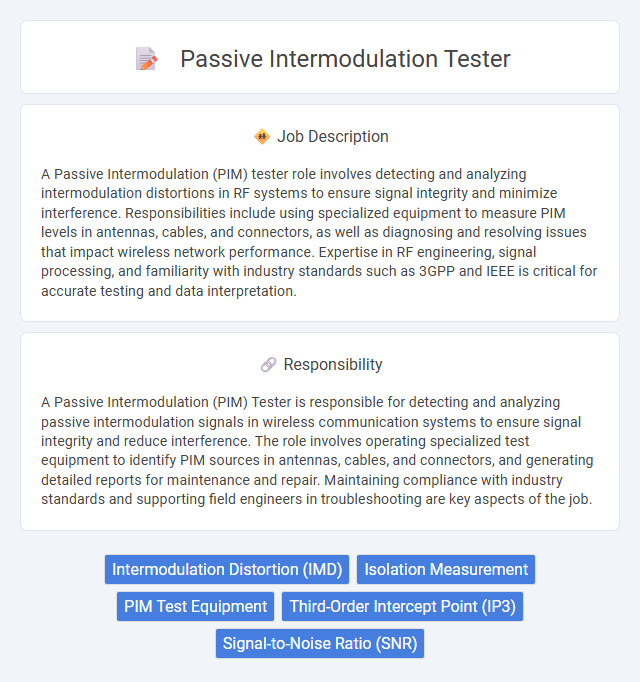 Passive Intermodulation Tester Job Description and Career Detail