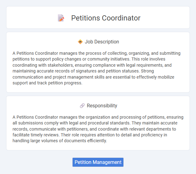 Petitions Coordinator Job Description and Career Detail