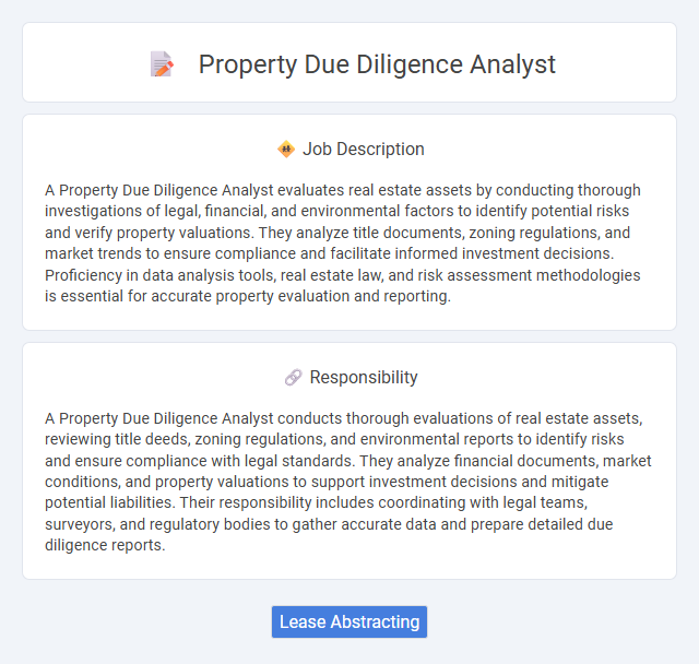 Property Due Diligence Analyst Job Description and Career Detail