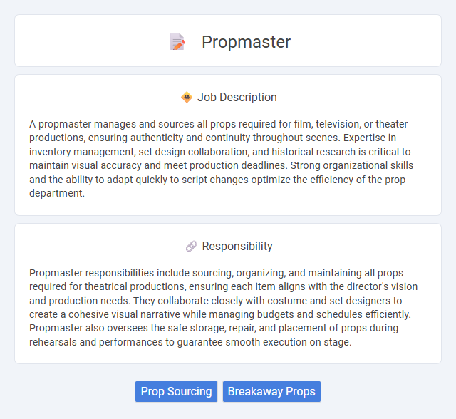 Propmaster Job Description and Career Detail