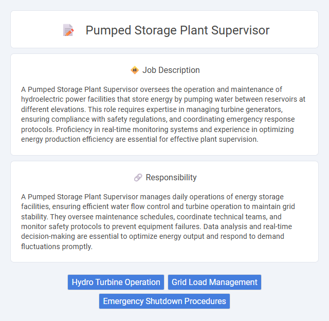 Pumped Storage Plant Supervisor Job Description and Career Detail