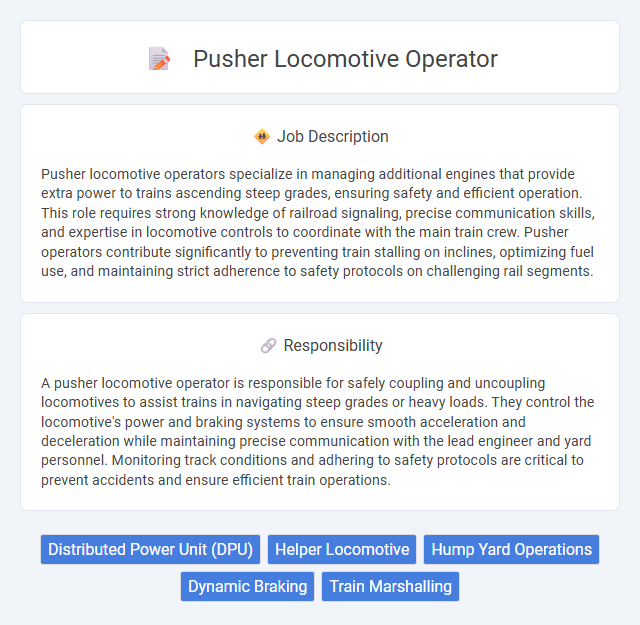 Pusher Locomotive Operator Job Description and Career Detail