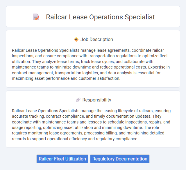 Railcar Lease Operations Specialist Job Description and Career Detail