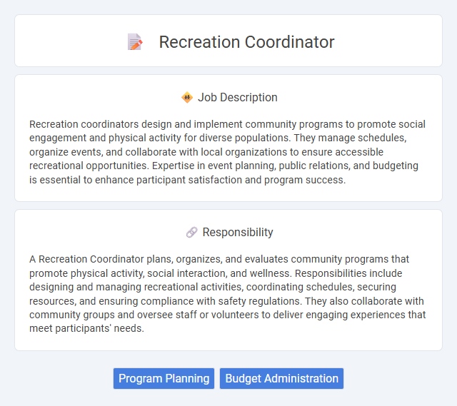 Recreation Coordinator Job Description and Career Detail