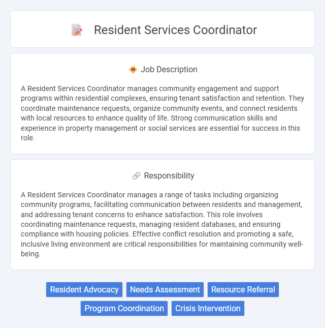 Resident Services Coordinator Job Description and Career Detail