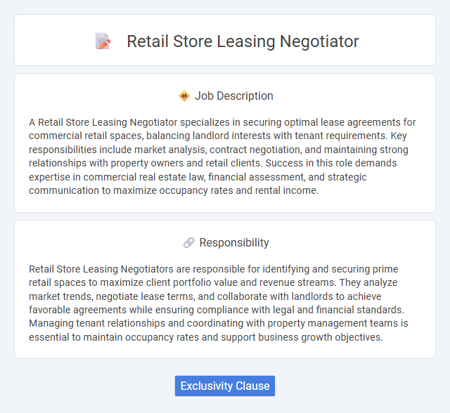 Retail Store Leasing Negotiator Job Description and Career Detail