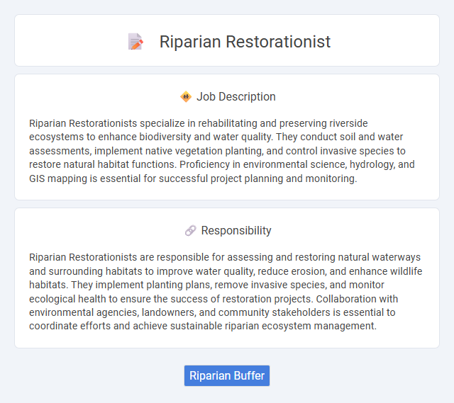 Riparian Restorationist Job Description and Career Detail