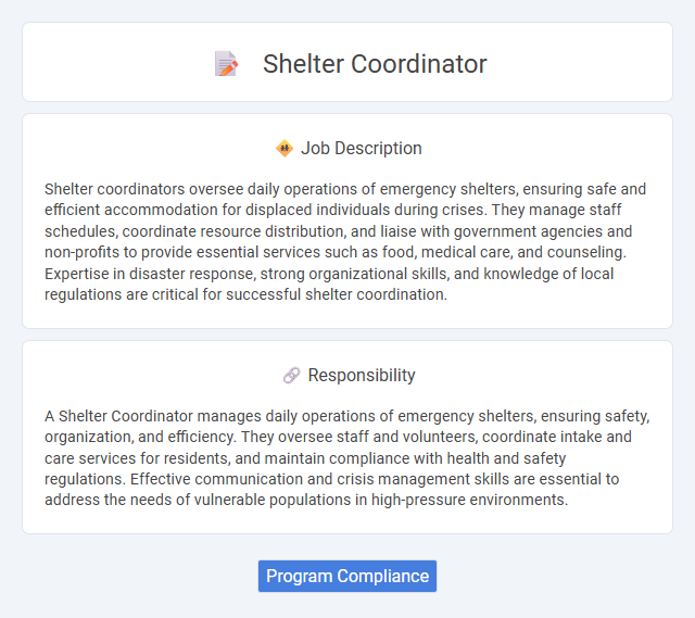 Shelter Coordinator Job Description and Career Detail