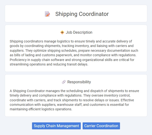 Shipping Coordinator Job Description and Career Detail