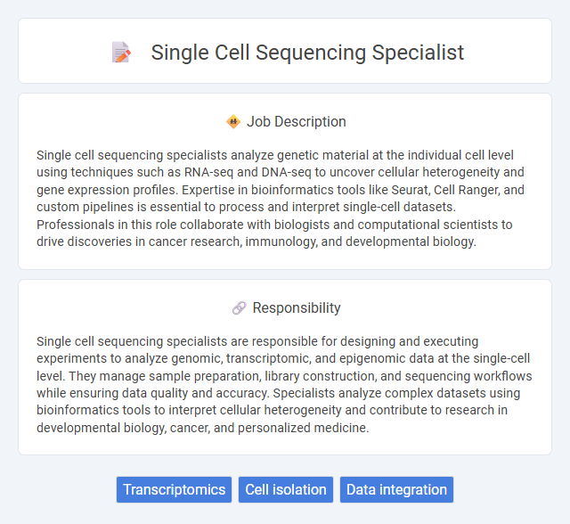 Single Cell Sequencing Specialist Job Description and Career Detail