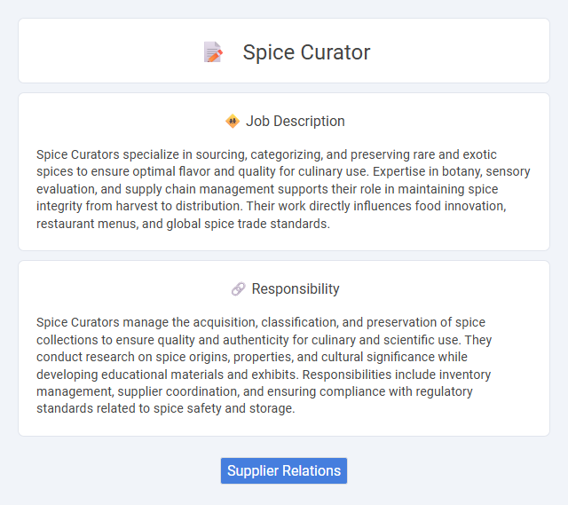 Spice Curator Job Description and Career Detail