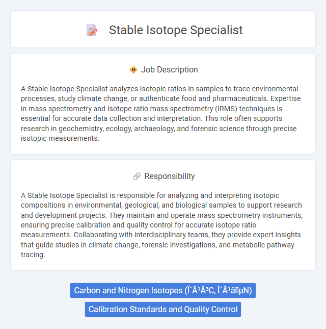 Stable Isotope Specialist Job Description and Career Detail
