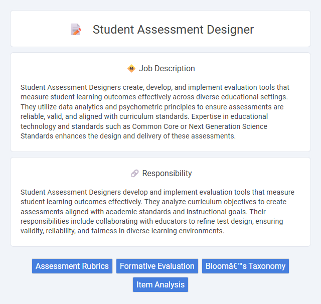 Student Assessment Designer Job Description and Career Detail