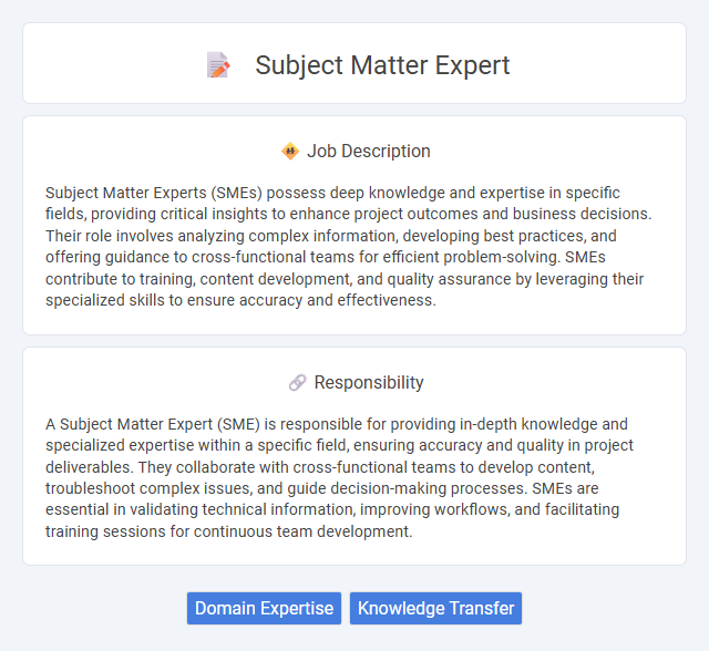Subject Matter Expert Job Description and Career Detail