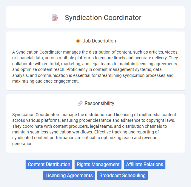 Syndication Coordinator Job Description and Career Detail