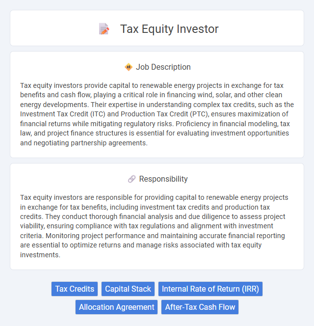 Tax Equity Investor Job Description and Career Detail