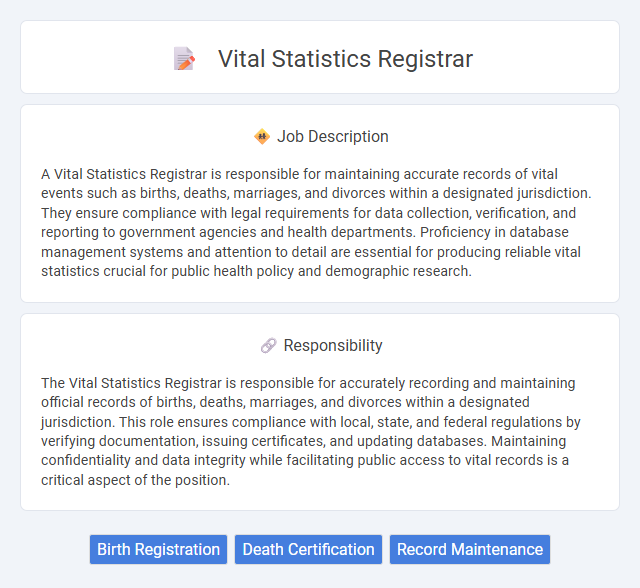 Vital Statistics Registrar Job Description and Career Detail