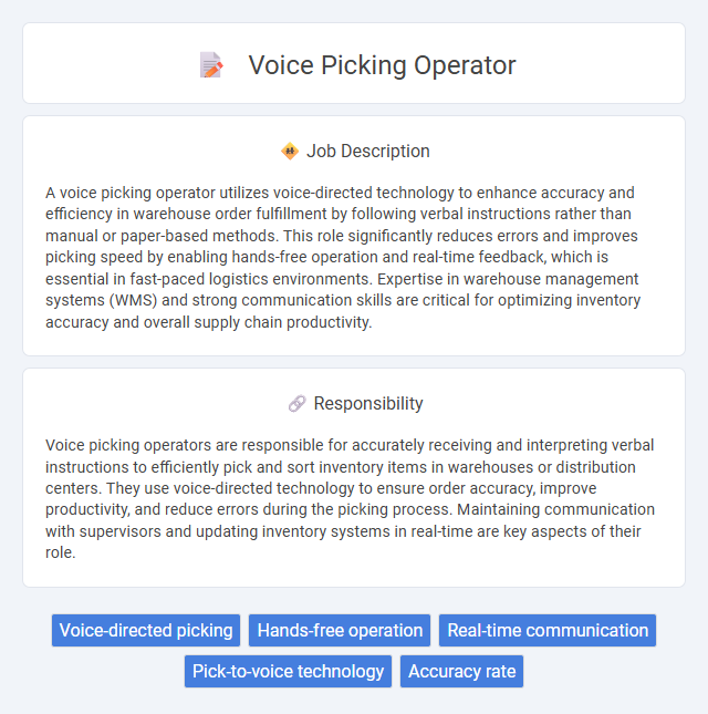 Voice Picking Operator Job Description and Career Detail
