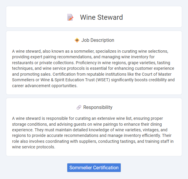 Wine Steward Job Description and Career Detail
