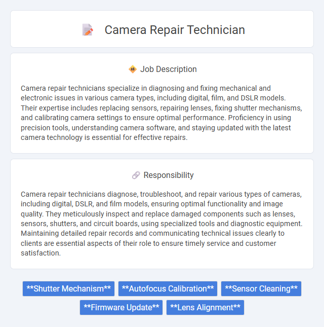 Camera Repair Technician Job Description and Career Detail