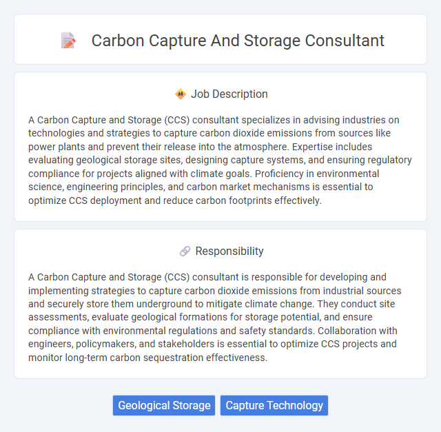 Carbon Capture And Storage Consultant Job Description and Career Detail
