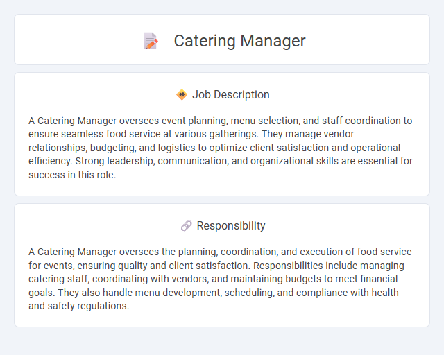 Catering Manager Job Description and Career Detail
