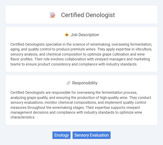Certified Oenologist Job Description and Career Detail