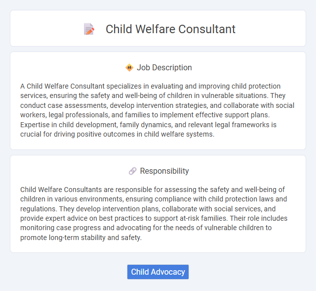Child Welfare Consultant Job Description and Career Detail