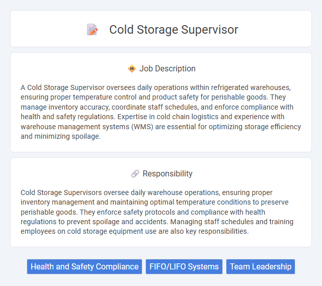 Cold Storage Supervisor Job Description and Career Detail
