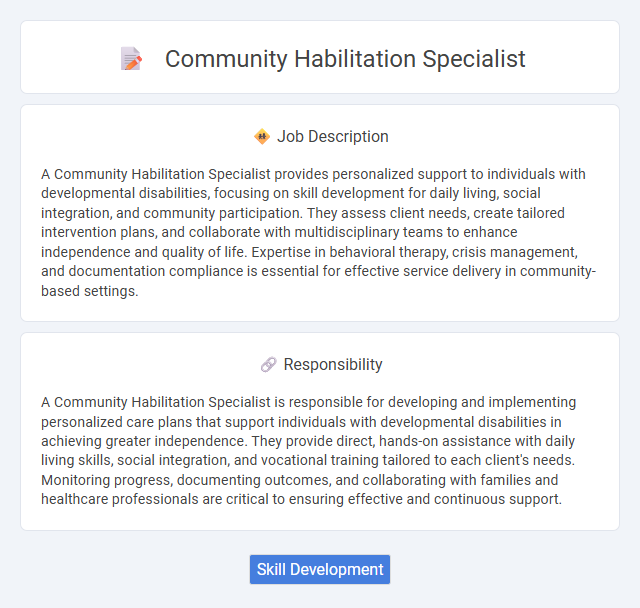 Community Habilitation Specialist Job Description and Career Detail
