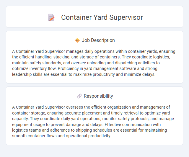 Container Yard Supervisor Job Description and Career Detail