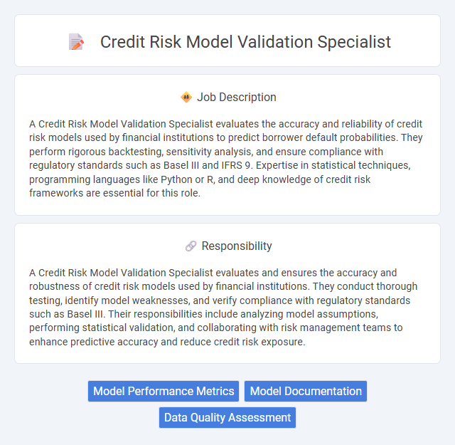 Credit Risk Model Validation Specialist Job Description and Career Detail