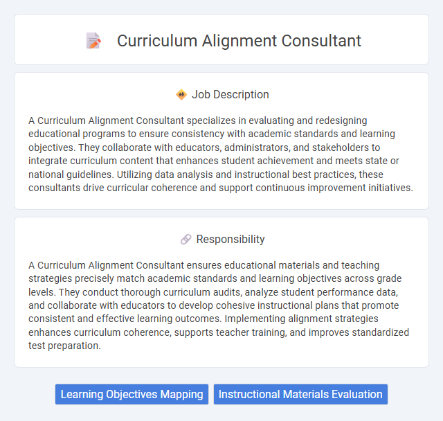 Curriculum Alignment Consultant Job Description and Career Detail
