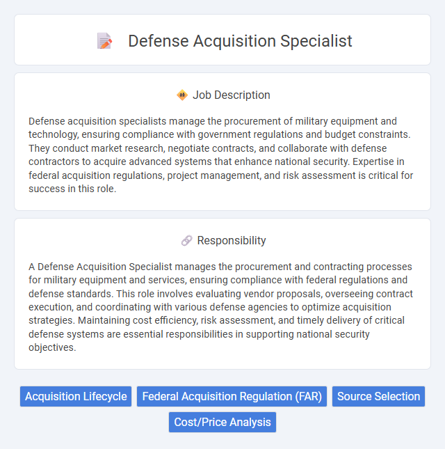 Defense Acquisition Specialist Job Description and Career Detail