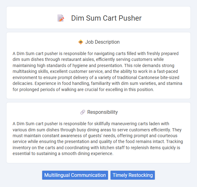 Dim Sum Cart Pusher Job Description and Career Detail