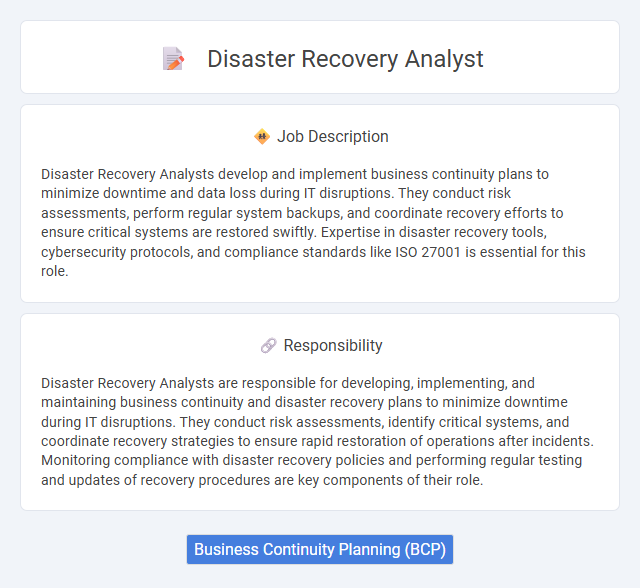 Disaster Recovery Analyst Job Description and Career Detail